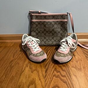 Coach Khaki and pink crossbody handbag bag
